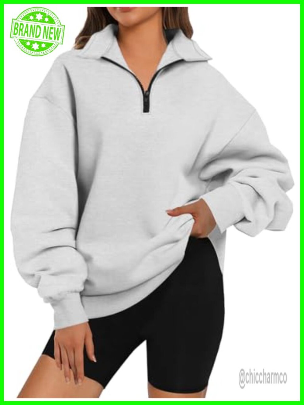Womens Oversized Half Zip Hoodie Fleece Lined Sweatshirt Pullover Long Sleeve